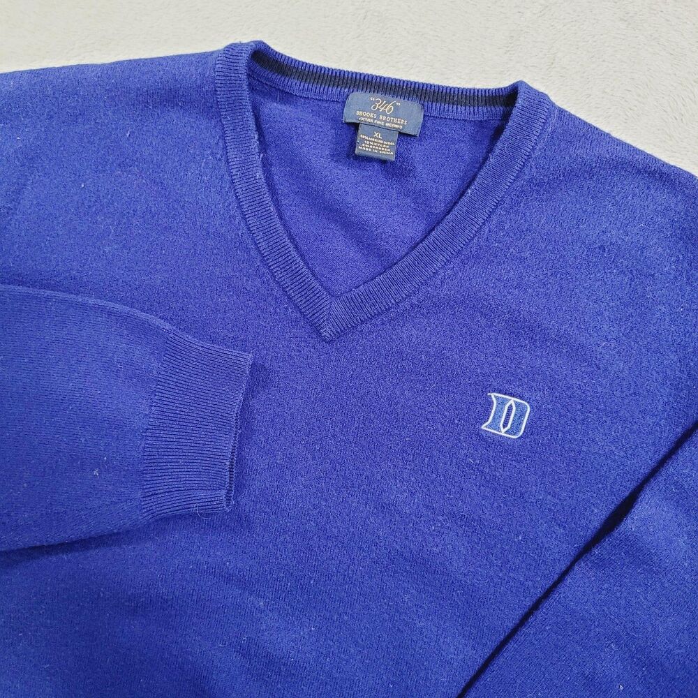Duke Blue Devils Sweater Womens XL Blue NCAA Basketball Brooks Brothers Merino